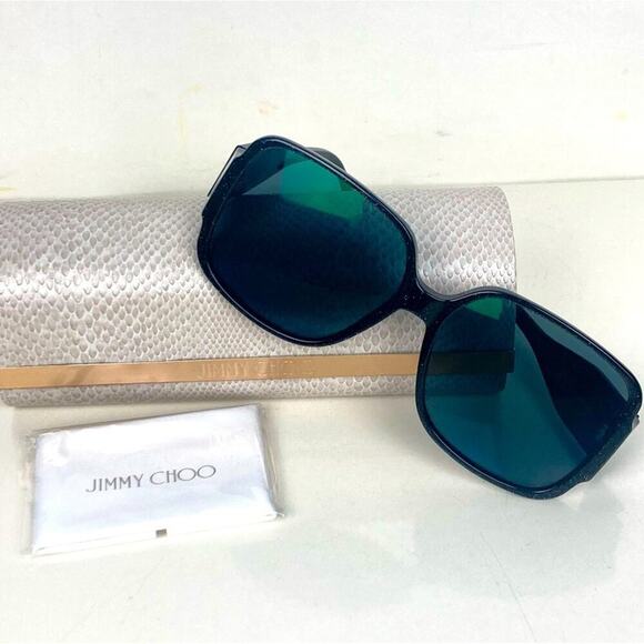 NWT * JIMMY CHOO Polarized Square Black Sunglasses - Picture 8 of 16